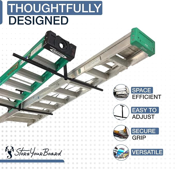 StoreYourBoard Double Ladder Ceiling Rack – Hi Port 2 Garage Ceiling Ladder - Image 5
