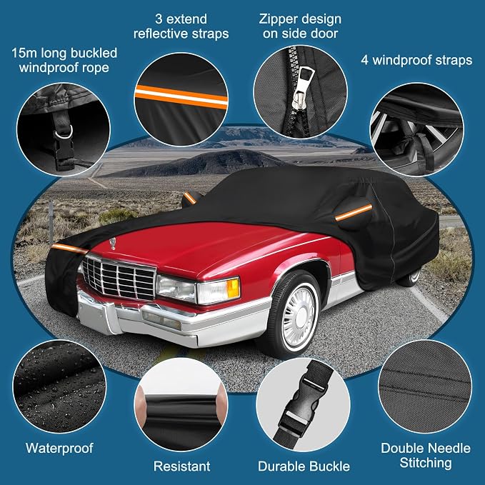 Car Cover for Cadillac Deville 1985-1993 Sedan 4 Door Waterproof All Weather - Image 3