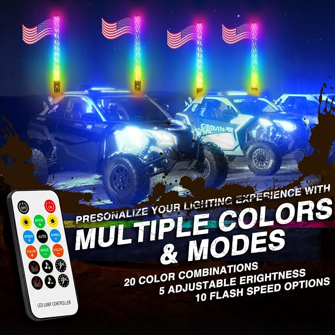 DREAMIZER 2PCS 3FT RGB Whip Lights - Image 2