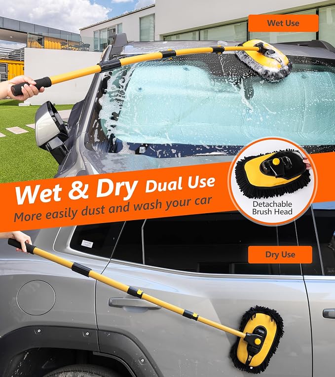 56.7" Car Wash Brush Mop Kit Microfiber Car Washing Sponge Mitt - Image 7