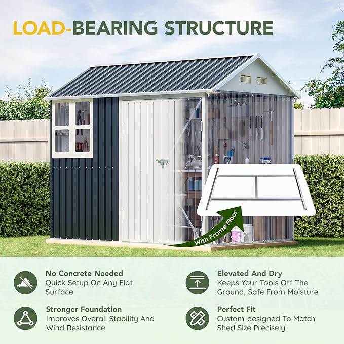 Breezz 6X8FT Outdoor Steel Storage Shed - Image 5