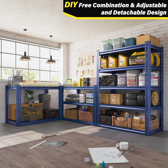 REIBII Garage Shelving 72" H Storage Shelves Sturdy Metal Shelves Heavy Duty 5 - Image 2