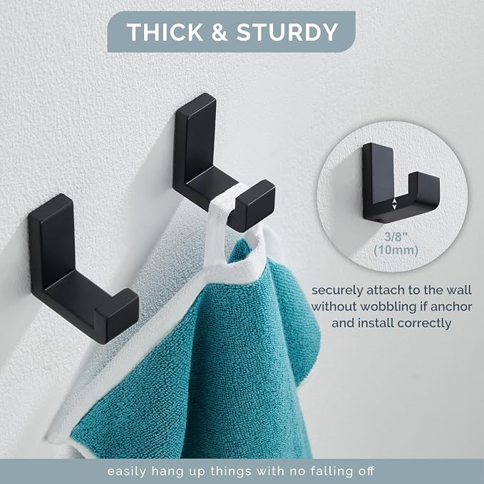 Angle Simple Bathroom Towel Hooks, SUS 304 Stainless Steel Robe Coat Holder - Image 6