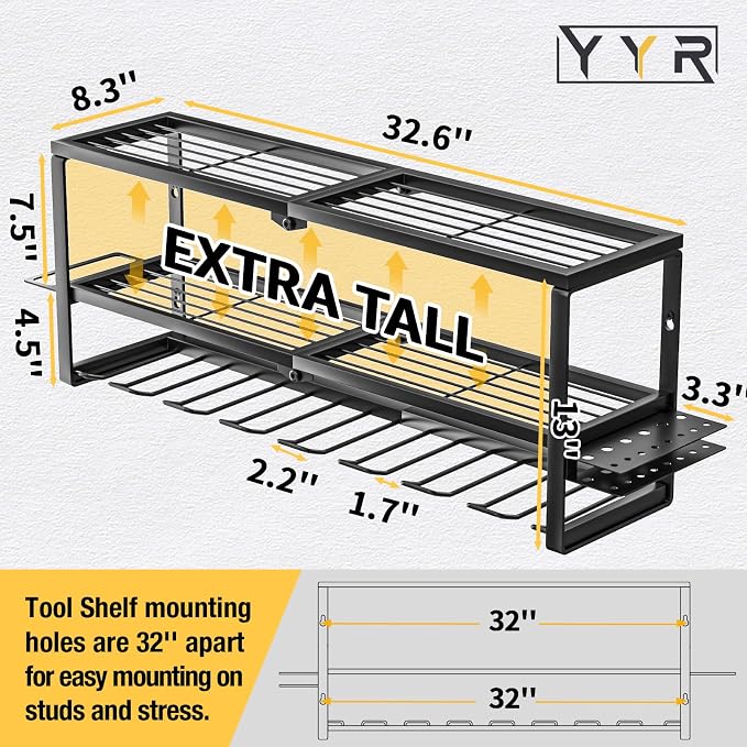 YYR Heavy Duty Power Tool Organizer Wall Mount, Cordless Drill Hanger Storage - Image 2