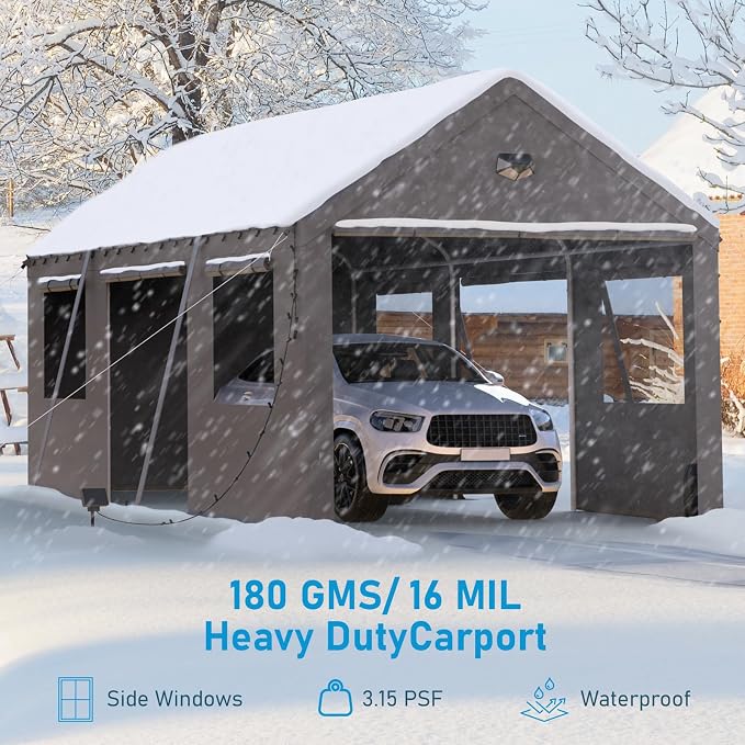 10x20 Carport, Heavy Duty Carport Canopy Garage - Image 7