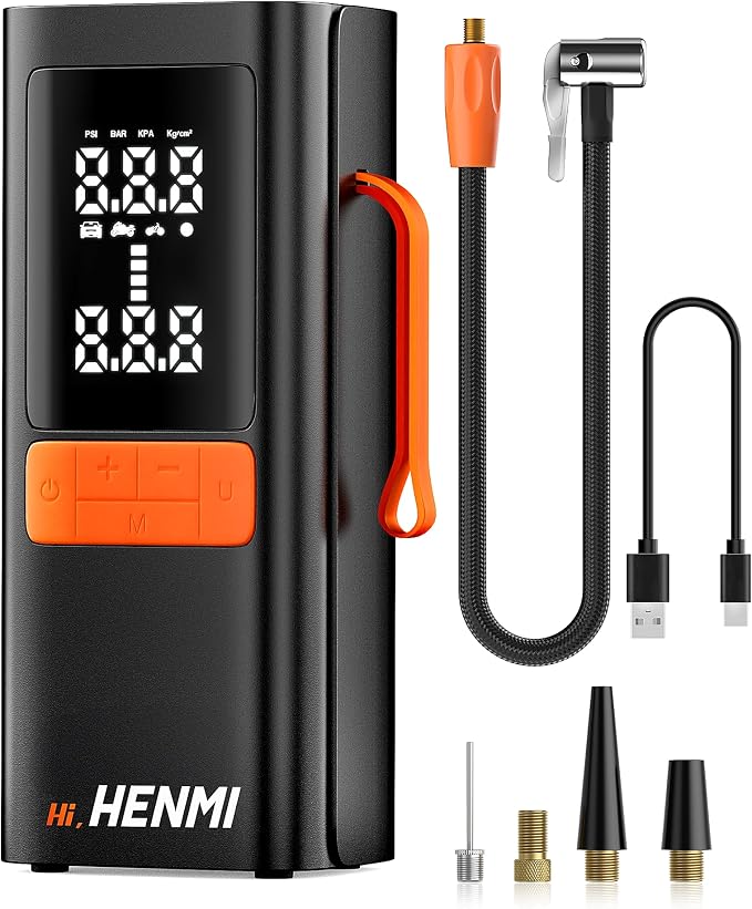 Tire Inflator Portable Air Compressor, Car Tire Air Pump Portable by HENMI