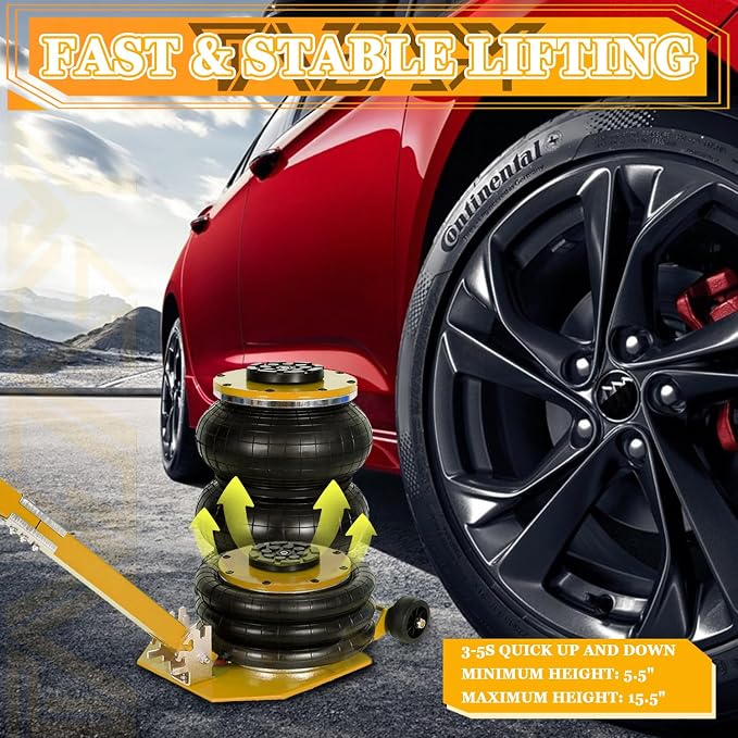 3T Triple Bag Air Jack 6600lbs Pneumatic Jack 3s Fast Lift Up 16in Airbag Jack - Image 3