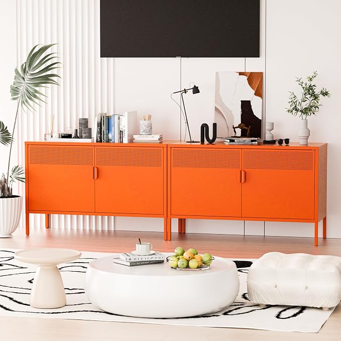 2 Door Accent Cabinet, 2-Tier Shelf, Music Studio - Image 5