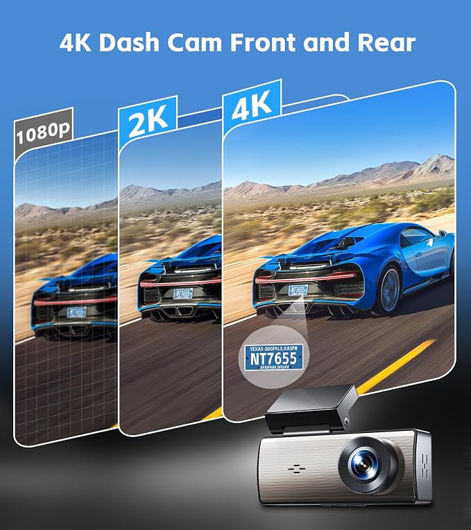 4K+2K Dash Cam Front and Rear, Dash Camera - Image 3