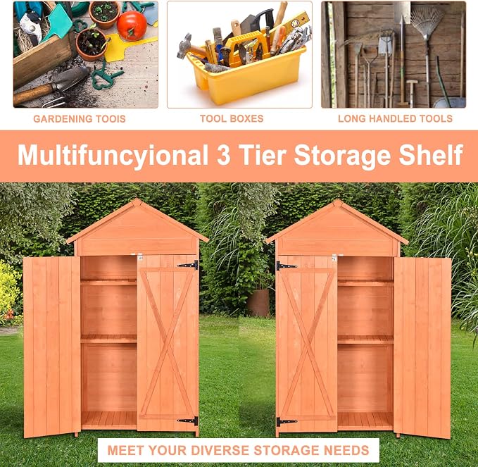 Wooden Tool Shed Large Outdoor Storage Cabinet & Garden Storage Shed - Image 2