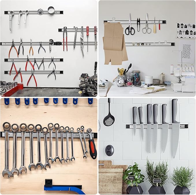 6 Pieces 12" Magnetic Tool Holder Strip, Stainless Steel Surface Tool Magnet Bar - Image 6