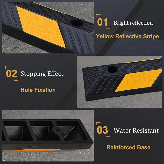 OrangeStar 21" Rubber Parking Curbs, Heavy Duty Garage Floor Wheel Stopper - Image 2