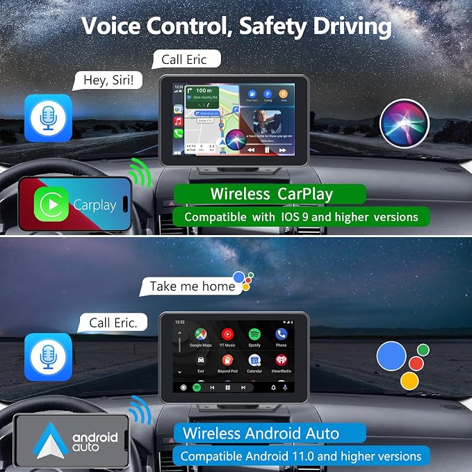 Wireless Car Stereo with Apple CarPlay/Android Auto, Portable Touch Screen Car - Image 4