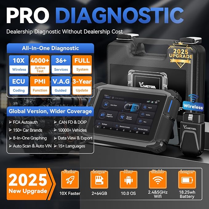 Bidirectional Scan Tool VDIAGTOOL VD70S, 2025 Wireless OBD2 Scanner Diagnostic - Image 2
