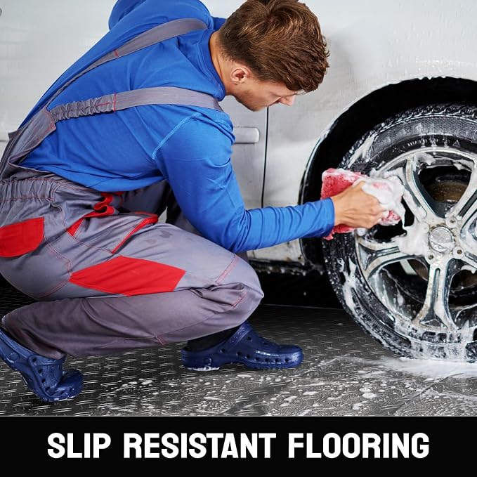 TUFFIOM 7.5 x 17 FT Garage Floor Mat, Thickened Diamond Plate PVC Garage Mats - Image 7