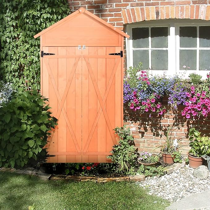 Wooden Tool Shed Large Outdoor Storage Cabinet & Garden Storage Shed - Image 8