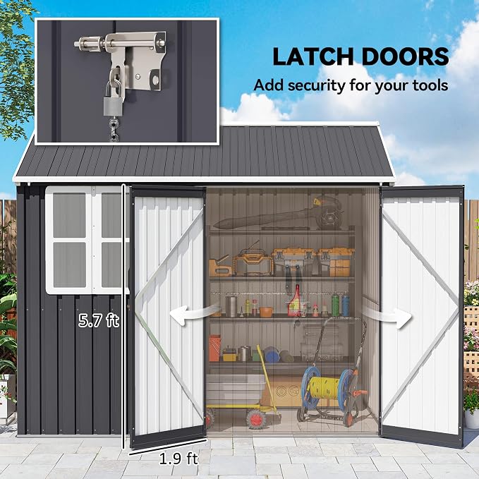 Outsunny 8' x 6' Outdoor Storage Shed, Metal Garden Shed - Image 6