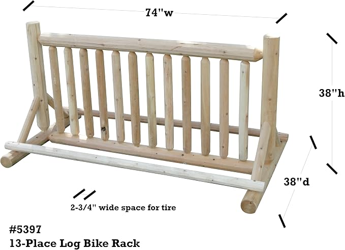 13-Place Bike Log Rack, Outdoor Bike Stand, Freestanding Commercial Bicycle - Image 4