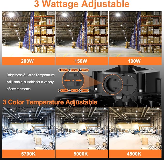 9Pack LED High Bay Lights, 200W UFO High Bay LED Shop Lights, 30000LM - Image 5