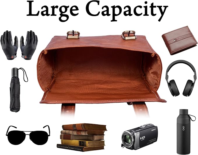 Genuine Leather Large Capacity Saddle Bag - Image 4