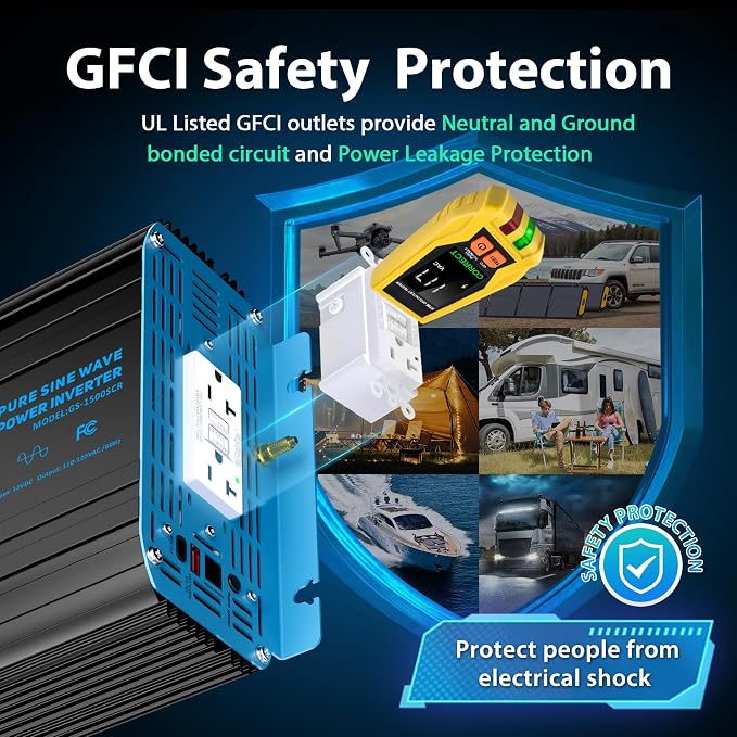 GIANDEL 1500 Watt Pure Sine Wave Power Inverter 12V DC to 120V AC, 3100W Surge - Image 3