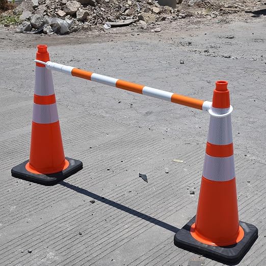 8-Pack Retractable Traffic Safety Cone Bar - 4Ft to 8.8Ft Expandable - PVC - Image 7