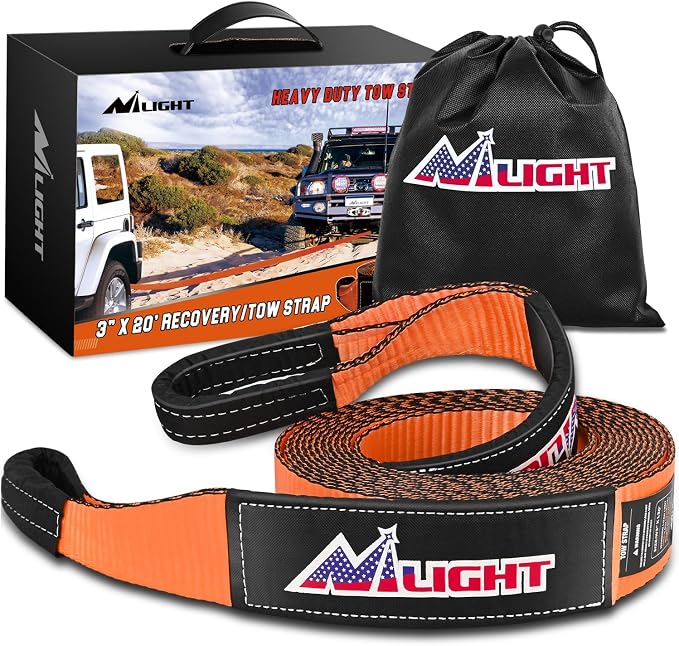 Nilight 3" x 20' Recovery Tow Strap Lab Tested 31, 500lbs Break Strength Heavy by Nilight