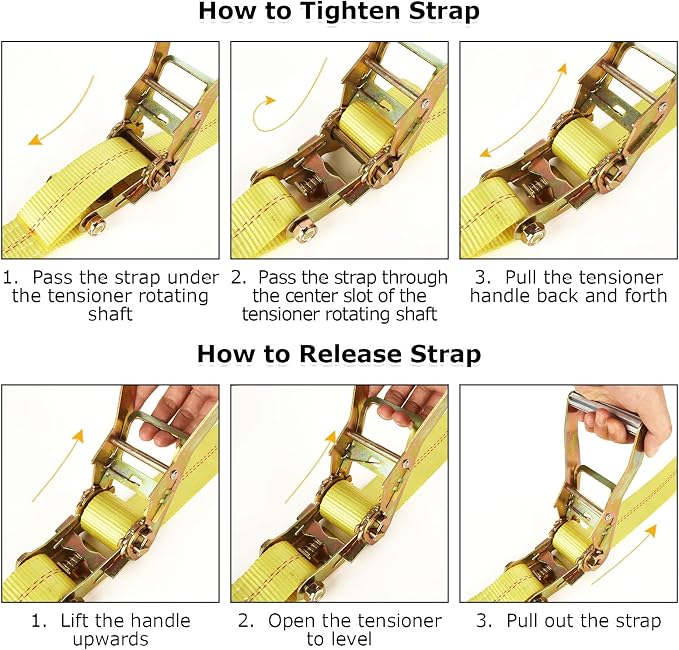 4 Pack 2 Inch Ratchet Straps Heavy Duty 16ft Tie Down Straps Ratchet - Image 6