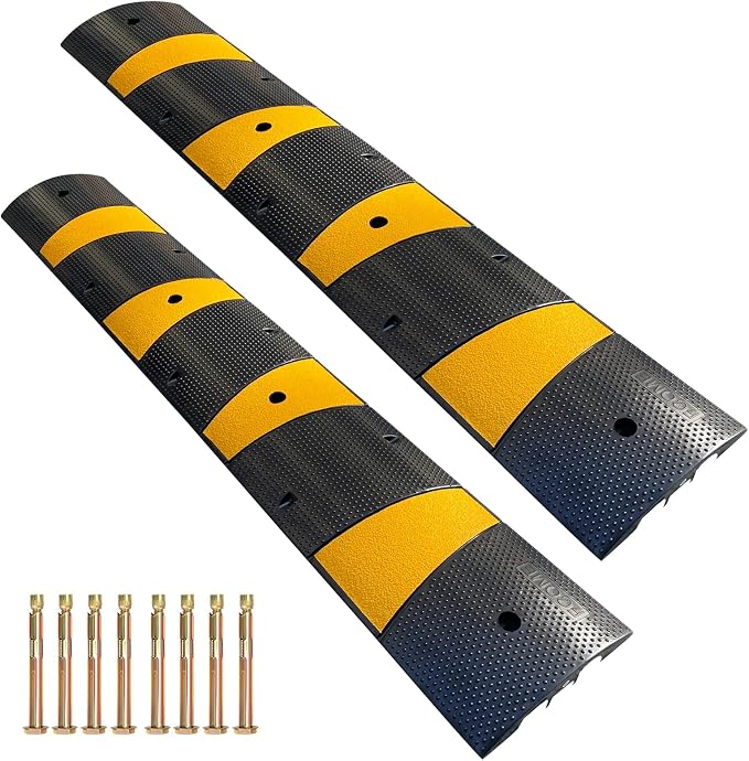 Rubber Speed Bump 6 Feet Rubber Driveway Modular Heavy Duty Speed 72.4 x 12 x by F+COME