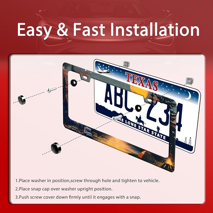 Camping License Plate Frame Personalized Forest License Plate Frames Funny Auto - Image 3