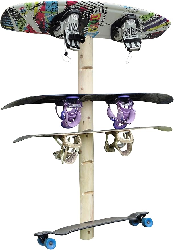 7-Place Wall-Mounted Snowboard Log Rack, Wakeboard Racks, Skateboard Holder - Image 4