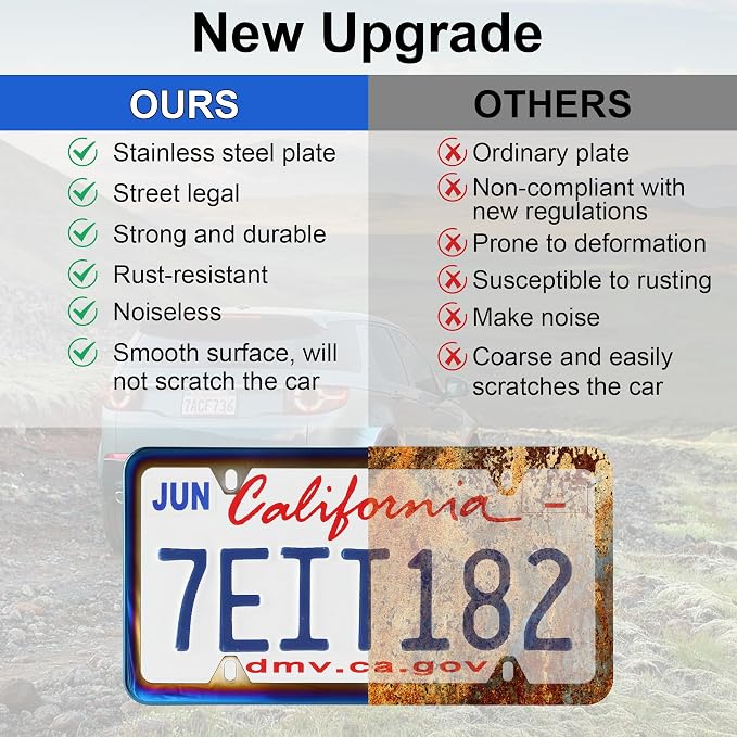 LivTee 4 Holes Stainless Steel License Plate Frames, Automotive Exterior - Image 6
