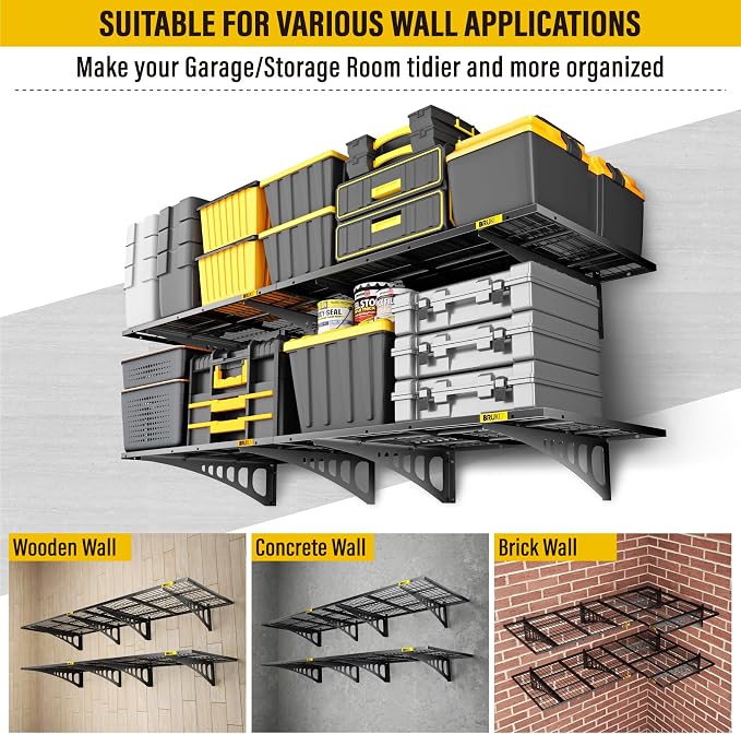 2x3ft Adjustable Rail Wall Garage Storage Shelf, - Image 7