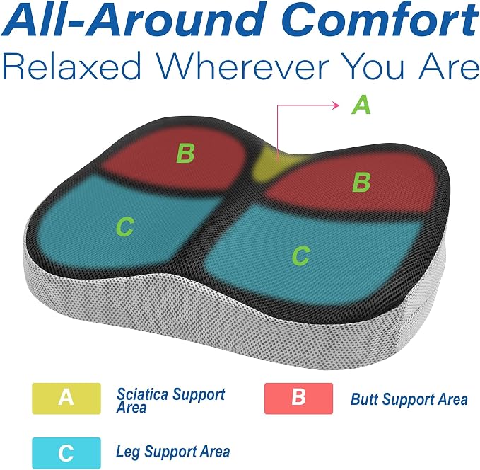 Car Seat Cushion, Ergonomic Memory Foam Car Cushion - Image 4