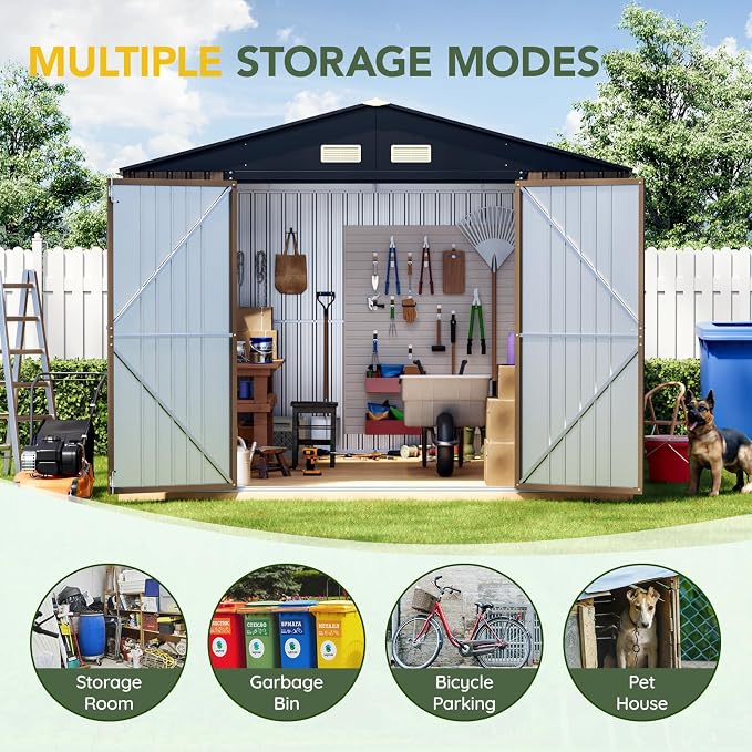 Breezz Outdoor Storage Shed 10 x 12ft. Utility Tool Shed Metal Storage Garden - Image 3