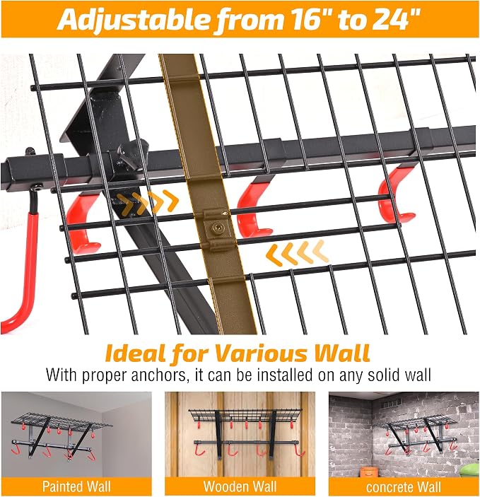 PLKOW Garage Wall Shelving, Wall Mount Bike Storage Rack - Image 3