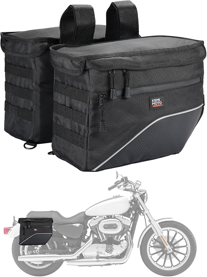KEMIMOTO Upgrade Motorcycle Saddle Bags Middle-Sized Throw Over Saddlebags by kemimoto