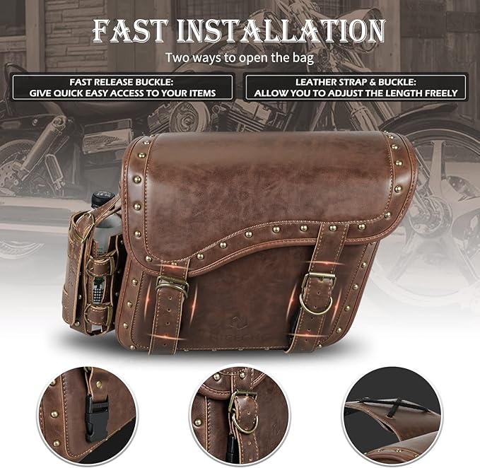 NICECNC Motorcycle Saddle Bags, PU leather Motorcycle Saddlebags, Reinforced - Image 6