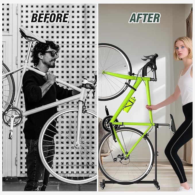 Vertical Bike Stand, Upright Bike Parking Rack Floor, Adjustable Bicycle Storage - Image 2