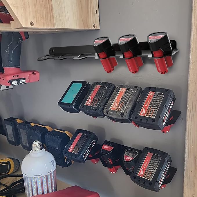 VAIIO Compatible Milwaukee M12 12V Battery Rack Holder, Wrought Iron Heavy Duty - Image 4