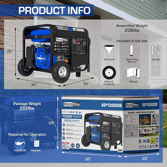 DuroMax XP13000E 13, 000-Watt Gas Powered Portable Generator - Image 3
