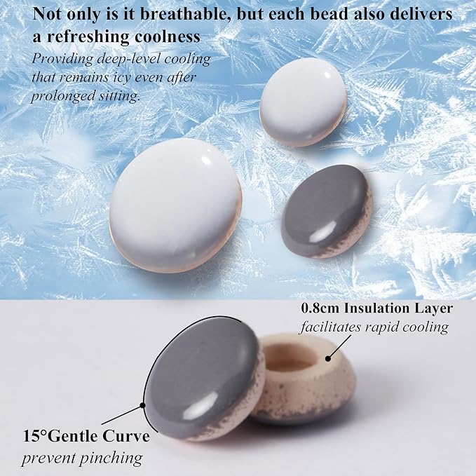 HOMREST Cooling Seat Cushion for Back Pain 17x17 Ceramic Bead Massage Seat Pad - Image 6