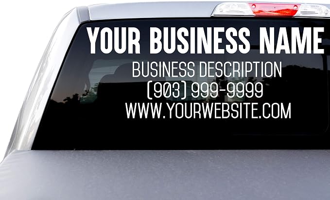 Large Custom Business Name and Website Description Text Decal Sticker by Eggleston+Design+Co