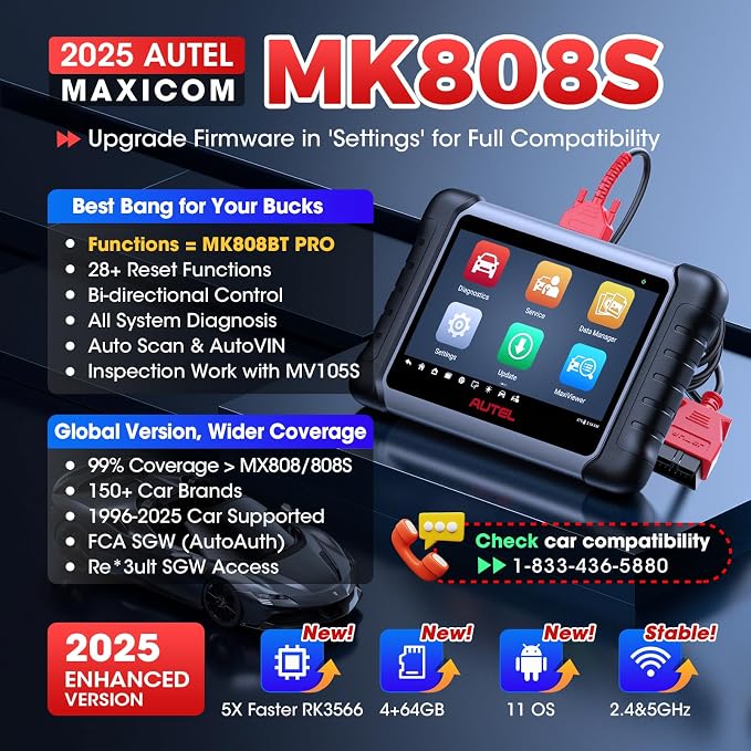Autel Scanner MaxiCOM MK808S: 2025 Bidirectional Tool as MK808BT Pro MX808S - Image 2