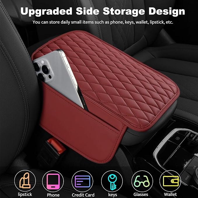 Car Center Console Cover, Upgraded Leather Armrest Seat Box Cover - Image 3