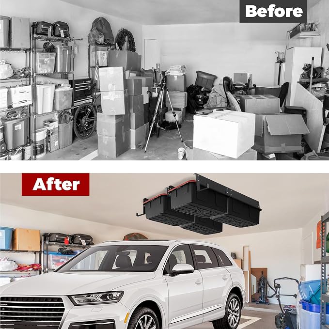 Overhead Garage Storage Rack System – Heavy-Duty Adjustable Ceiling Rails - Image 2