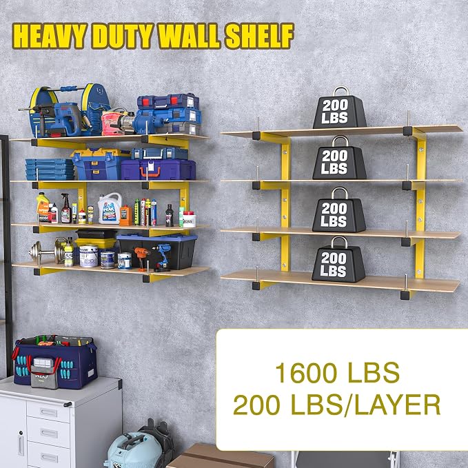 4-Pack Lumber Storage Rack, Wood Storage Racks Wall Mount, Heavy Duty Garage - Image 4