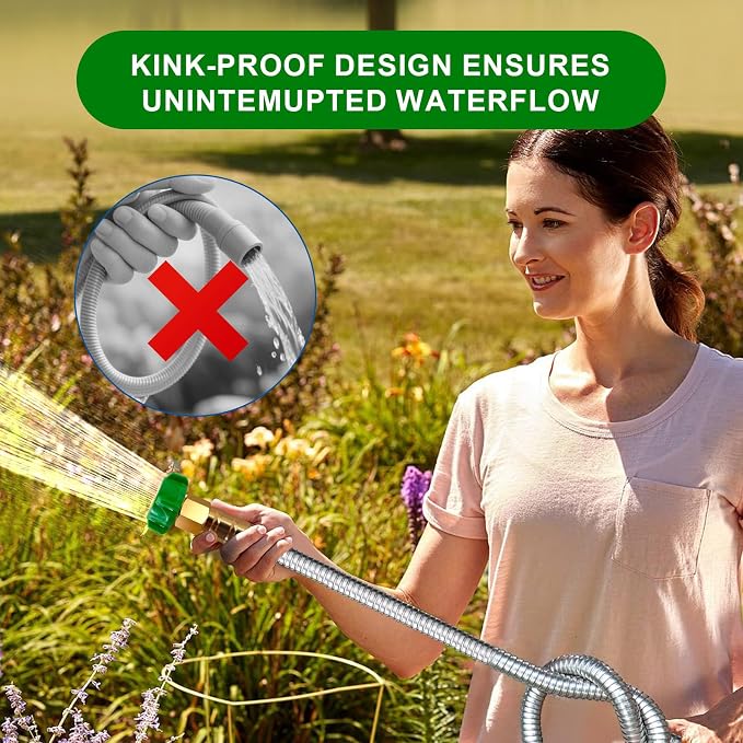 Metal Short Garden Hose 6 ft, 8 ft, 12 ft Flexible Stainless Steel Leader Hose - Image 7