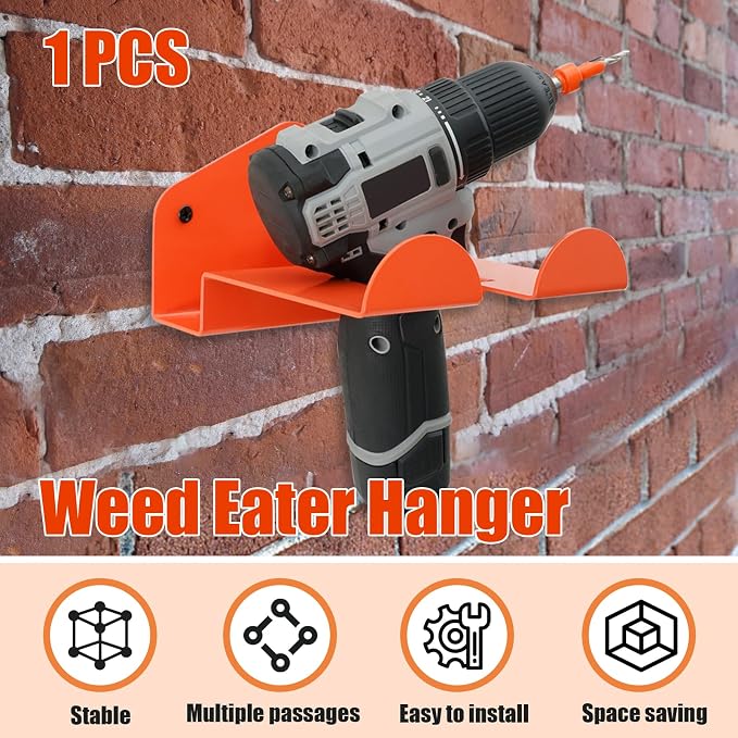 Weedeater Hanger Wall Mounted Grass Trimmer Rack Heavy Duty Garden Tool Hanger - Image 2