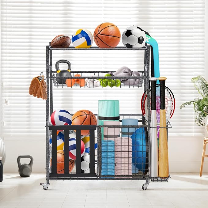 HOMREST Sports Equipment Storage, Ball Storage, Ball Holder, Garage Sports - Image 8